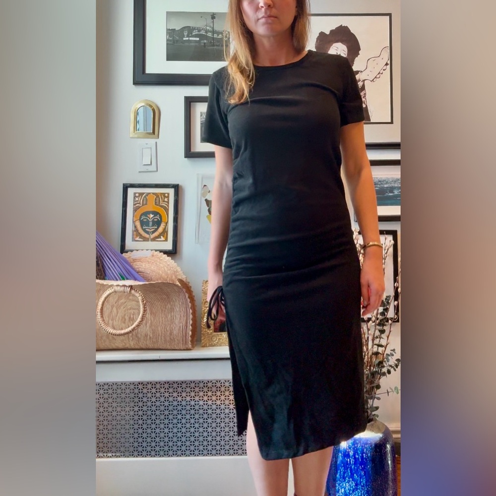 Black cotton dress with side slit | New with tags